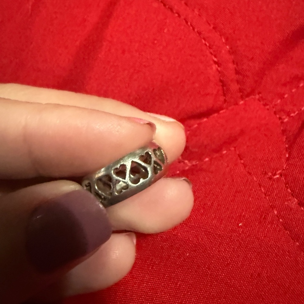 Sterling Silver Heart Pattern Ring - image 1